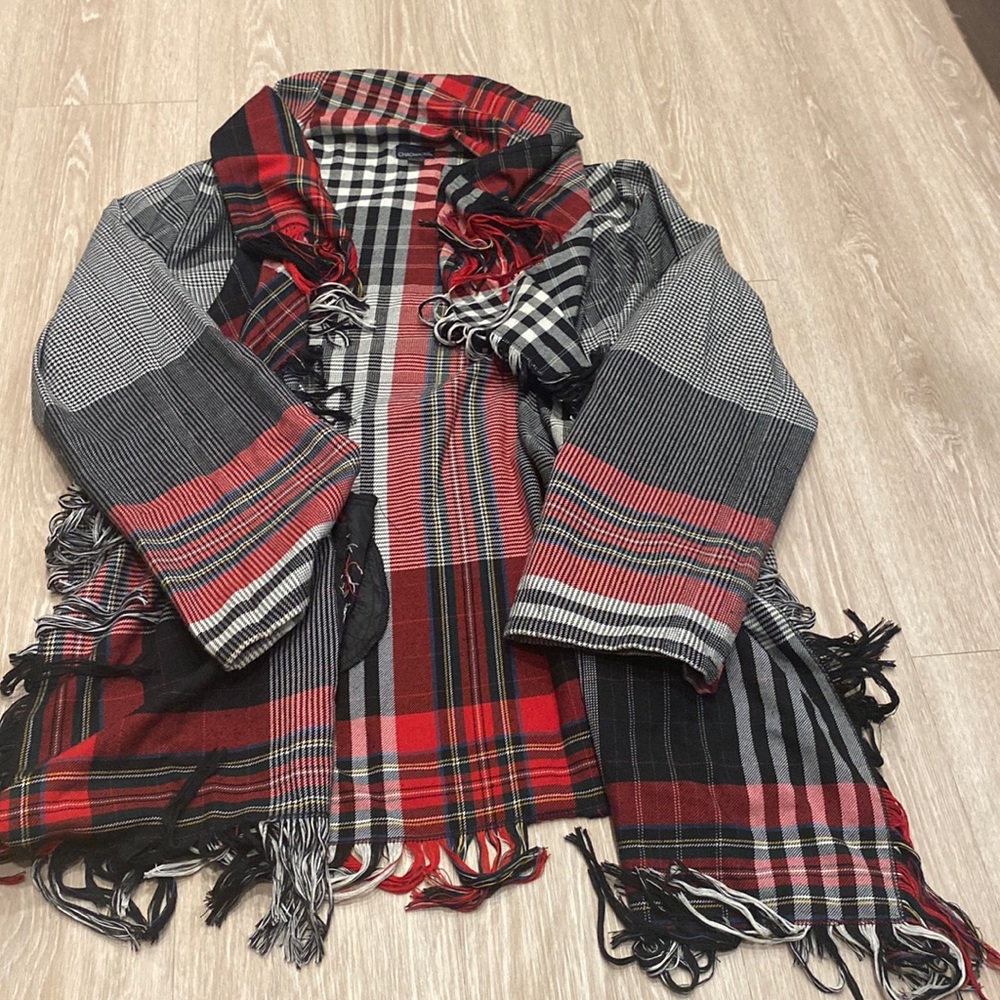 Distressed Plaid Coat
